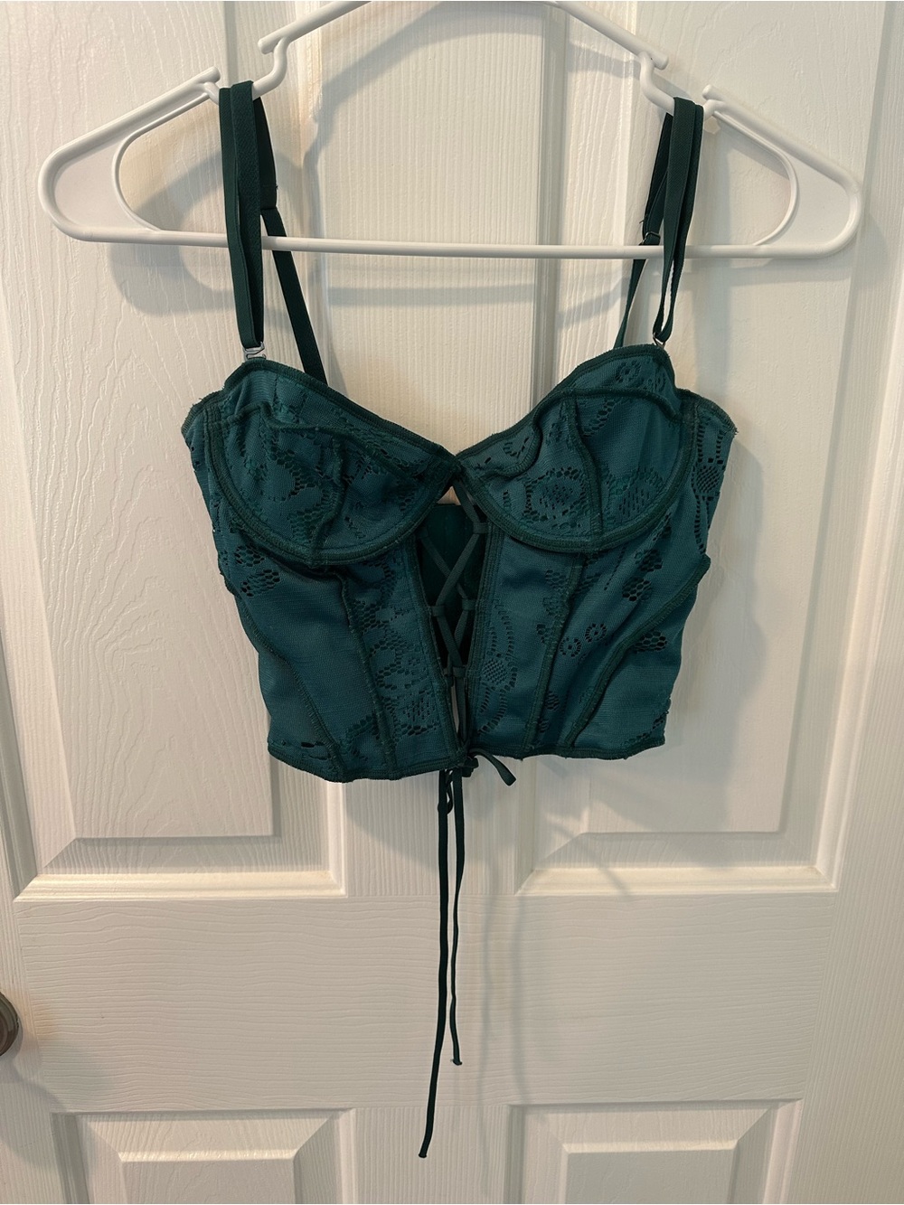 Urban Outfitters Teal Lace Corset Crop Top